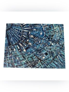 Abstract Blue Geometric Canvas Wall Art